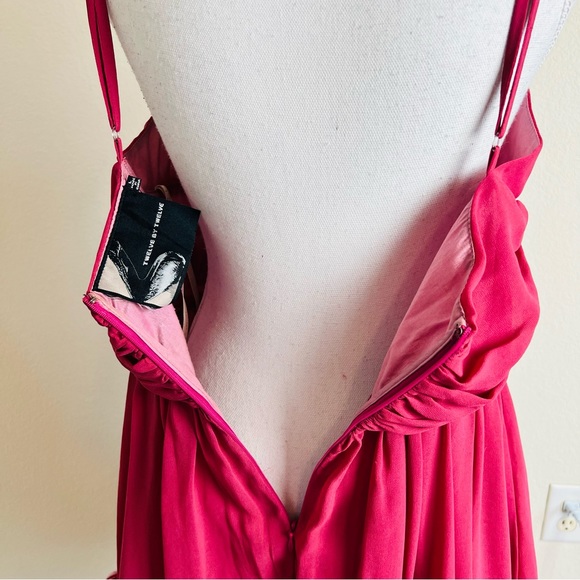 Twelve By Twelve Pink Mauve Ruched Feather Embellished Fit & Flare Chiffon Dress - Picture 7 of 10